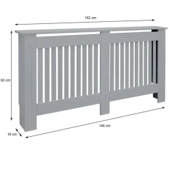 Heizkörperverkleidung 152x19x82 cm Landhaus Grau aus MDF ML-Design-ECD Germany Hot