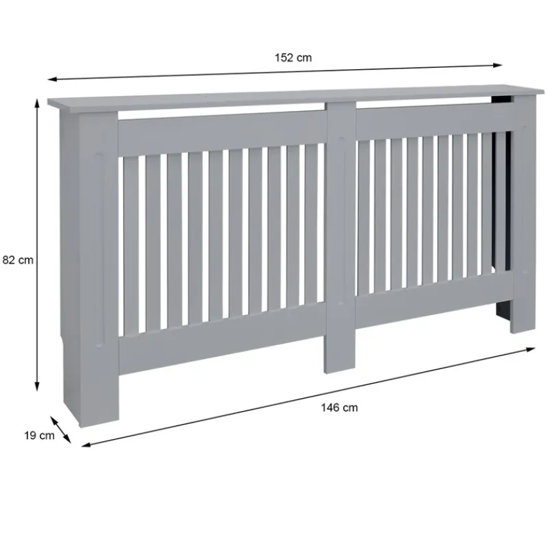 Heizkörperverkleidung 152x19x82 cm Landhaus Grau aus MDF ML-Design-ECD Germany Hot