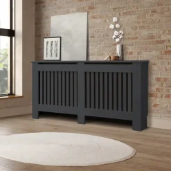 Heizkörperverkleidung 152x19x82 cm Landhaus Anthrazit aus MDF ML-Design-ECD Germany Clearance