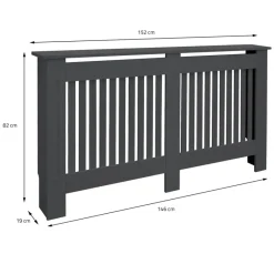 Heizkörperverkleidung 152x19x82 cm Landhaus Anthrazit aus MDF ML-Design-ECD Germany Clearance