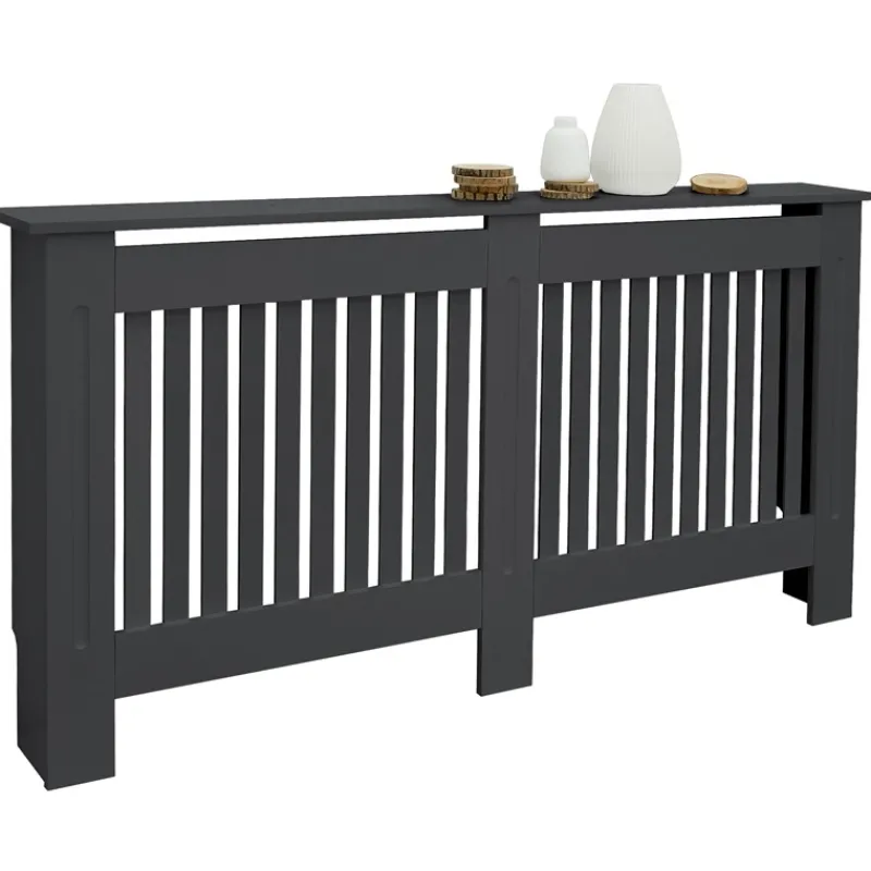 Heizkörperverkleidung 152x19x82 cm Landhaus Anthrazit aus MDF ML-Design-ECD Germany Clearance