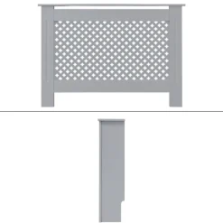 Heizkörperverkleidung 112x19x82 cm Raute Grau aus MDF ML-Design-ECD Germany Discount