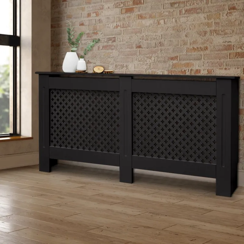 Heizkörperverkleidung 152x19x82 cm Raute Schwarz aus MDF-ECD Germany Best