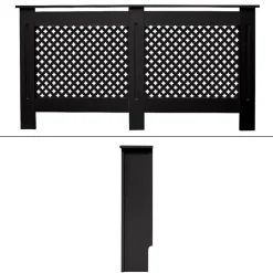 Heizkörperverkleidung 152x19x82 cm Raute Schwarz aus MDF-ECD Germany Best