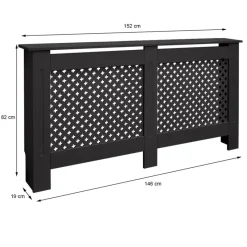 Heizkörperverkleidung 152x19x82 cm Raute Schwarz aus MDF-ECD Germany Best