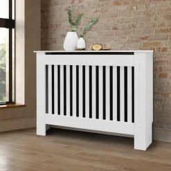 Heizkörperverkleidung 112x19x82 cm Landhaus Weiß aus MDF-ECD Germany Online