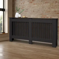 Heizkörperverkleidung 152x19x82 cm Landhaus Schwarz aus MDF-ECD Germany Hot