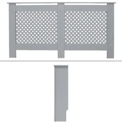 Heizkörperverkleidung 152x19x82 cm Raute Grau aus MDF ML-Design-ECD Germany