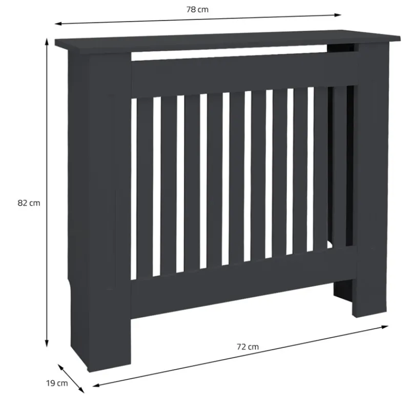 Heizkörperverkleidung 78x19x82 cm Landhaus Anthrazit aus MDF ML-Design-ECD Germany