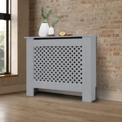 Heizkörperverkleidung 78x19x82 cm Raute Grau aus MDF ML-Design-ECD Germany Discount