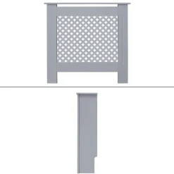 Heizkörperverkleidung 78x19x82 cm Raute Grau aus MDF ML-Design-ECD Germany Discount