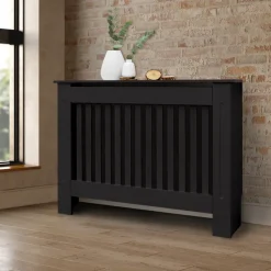 Heizkörperverkleidung 112x19x82 cm Landhaus Schwarz aus MDF-ECD Germany Outlet