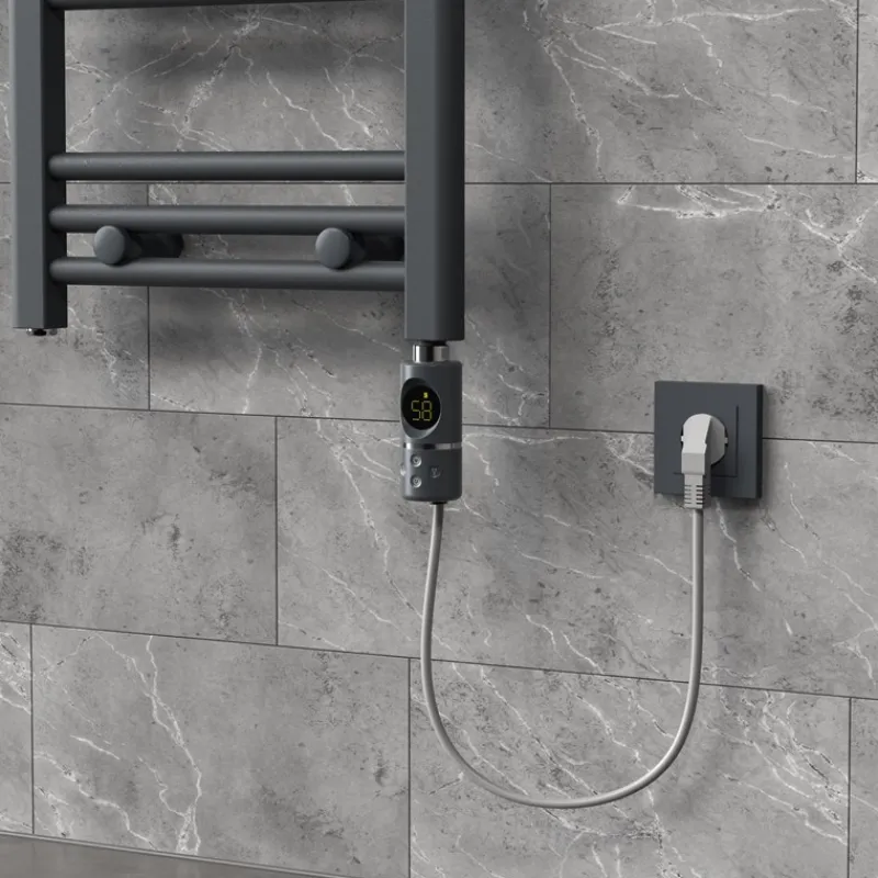 Heizstab 600W Anthrazit mit Thermostat und LCD Bildschirm LuxeBath-ECD Germany New