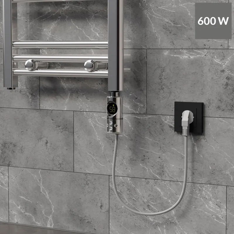 Heizstab 600W Chrome mit Thermostat und LCD Bildschirm LuxeBath-ECD Germany Best