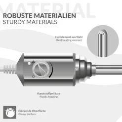 Heizstab 300W Chrome mit Thermostat für Badheizkörper LuxeBath-ECD Germany Discount