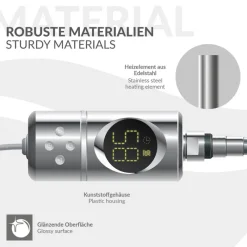 Heizstab 300W Chrome mit Thermostat und LCD Bildschirm LuxeBath-ECD Germany New