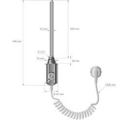 Heizstab 900W Chrome mit Thermostat für Badheizkörper LuxeBath-ECD Germany Hot