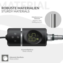 Heizstab 600W Schwarz mit Thermostat und LCD Bildschirm LuxeBath-ECD Germany Online