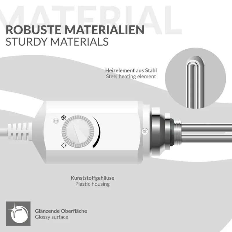 Heizstab 300W Weiß mit Thermostat für Badheizkörper LuxeBath-ECD Germany Sale