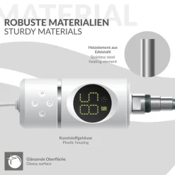 Heizstab 900W Weiß mit Thermostat und LCD Bildschirm LuxeBath-ECD Germany Hot
