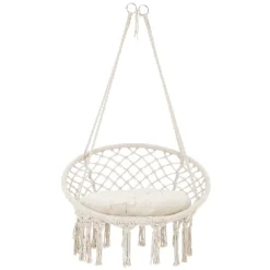 Hängesessel mit Sitzkissen Beige aus Baumwolle ML-Design-ECD Germany