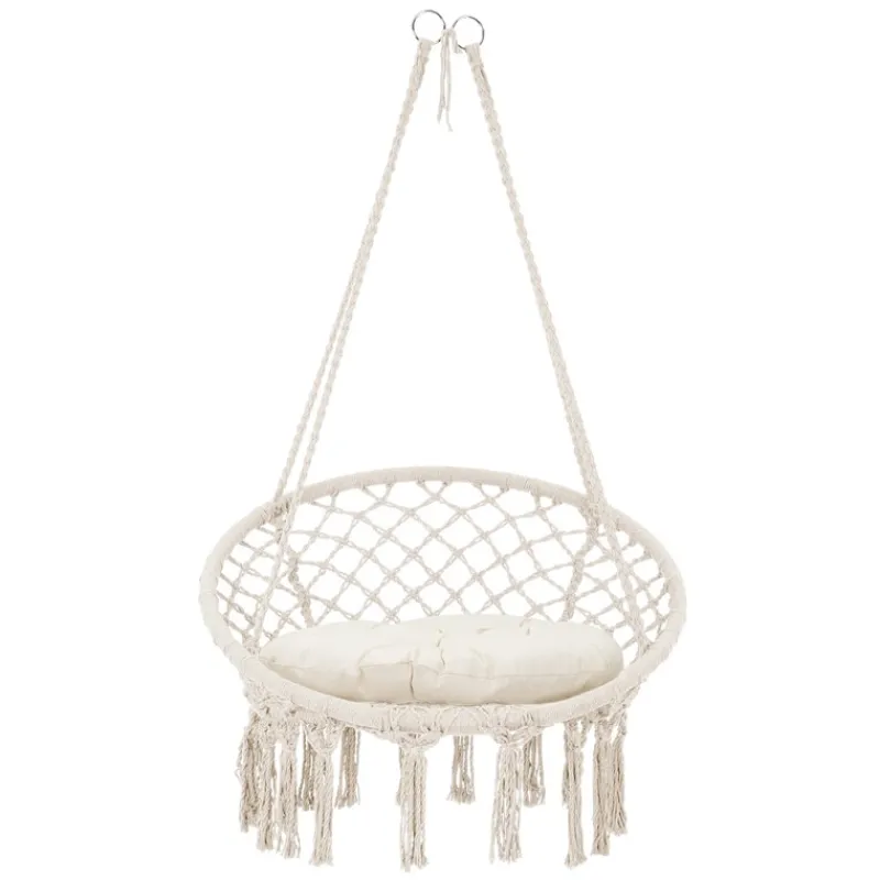 Hängesessel mit Sitzkissen Beige aus Baumwolle ML-Design-ECD Germany