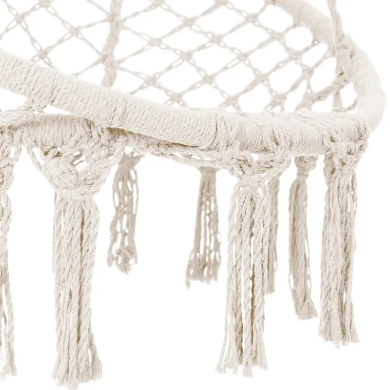 Hängesessel mit Sitzkissen Beige aus Baumwolle ML-Design-ECD Germany