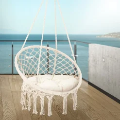 Hängesessel mit Sitzkissen Beige aus Baumwolle ML-Design-ECD Germany