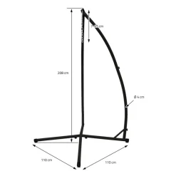 Hängesesselgestell 208 cm Schwarz aus Metall-ECD Germany Best