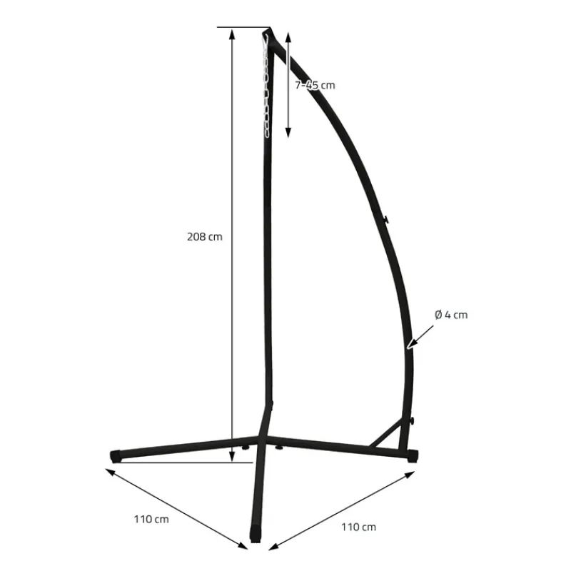 Hängesesselgestell 208 cm Schwarz aus Metall-ECD Germany Best