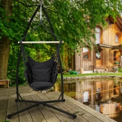 Hängesesselgestell 208 cm Schwarz aus Metall-ECD Germany Best