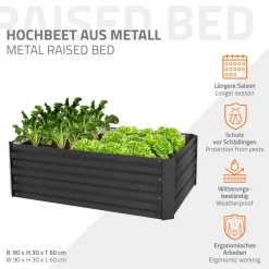 Hochbeet 90x60x30 cm Anthrazit aus Metall ML-Design-ECD Germany Best