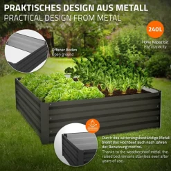 Hochbeet 90x90x30 cm Anthrazit aus Metall ML-Design-ECD Germany Discount