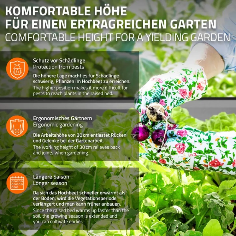 Hochbeet 90x90x30 cm Anthrazit aus Metall ML-Design-ECD Germany Discount