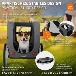 Hundeanhänger Fahrradanhänger Hunde bis 40 kg Grau HAUKI-ECD Germany Sale