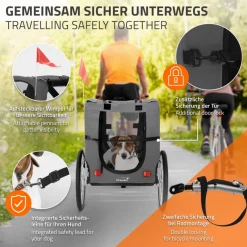 Hundeanhänger Fahrradanhänger Hunde bis 40 kg Grau HAUKI-ECD Germany Sale