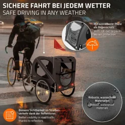 Hundeanhänger Fahrradanhänger Hunde bis 40 kg Grau HAUKI-ECD Germany Sale