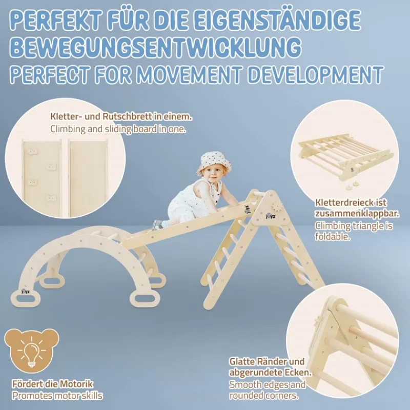 3in1 Kletterdreieck mit Rutsche & Kletterbogen aus Holz von Joyz-ECD Germany Hot