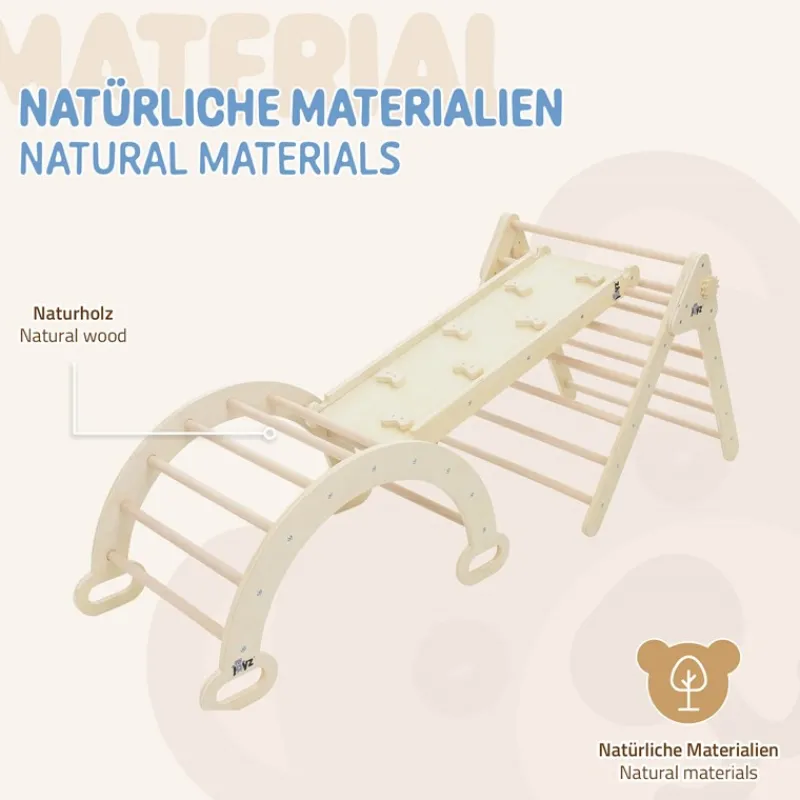 3in1 Kletterdreieck mit Rutsche & Kletterbogen aus Holz von Joyz-ECD Germany Hot