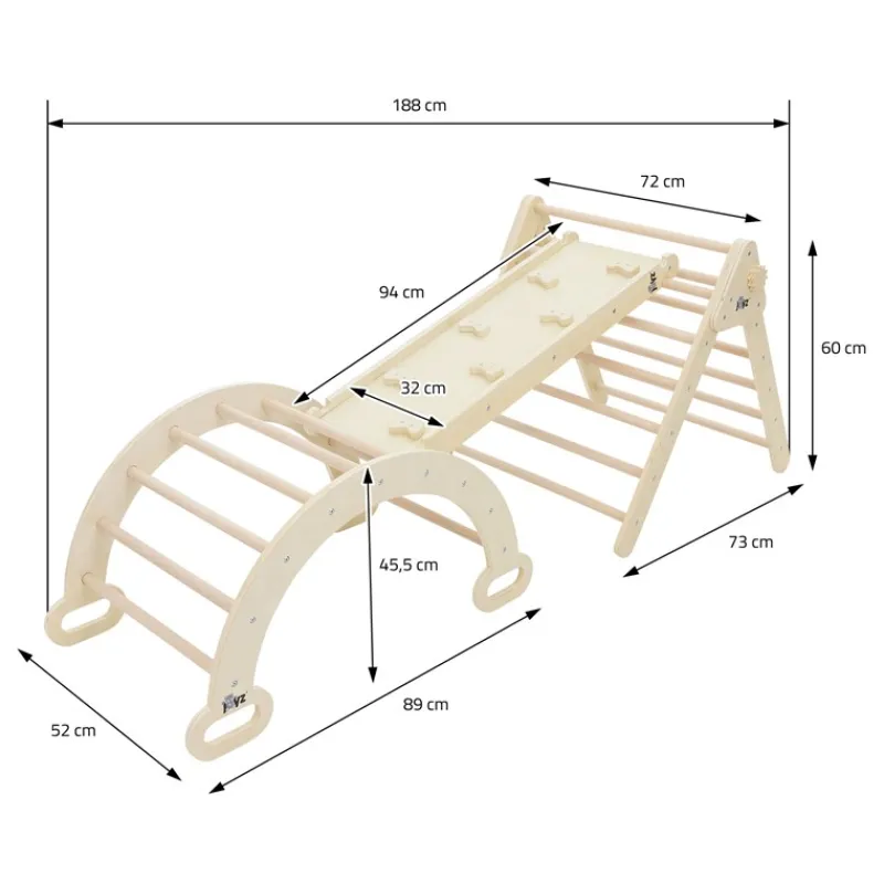 3in1 Kletterdreieck mit Rutsche & Kletterbogen aus Holz von Joyz-ECD Germany Hot