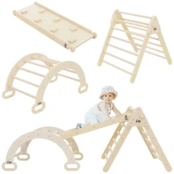 3in1 Kletterdreieck mit Rutsche & Kletterbogen aus Holz von Joyz-ECD Germany Hot
