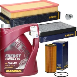Inspektionspaket mit 5L Mannol Energy Formula PF 5W-40 Audi A3 (8L) VW Bora (1J)-ECD Germany New