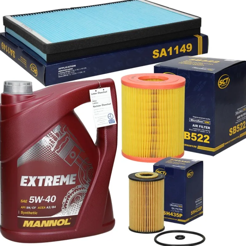 Inspektionspaket mit 5L Mannol Extreme 5W-40 Mercedes Benz A-Klasse (W168)-ECD Germany Hot