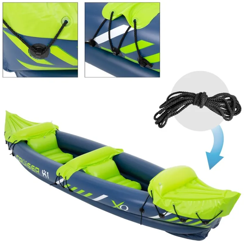 Kajak Cruiser X1 mit Alu-Doppelpaddel 318x80x55 cm Grün/Weiß/Blau aus Kunststoff-ECD Germany Sale