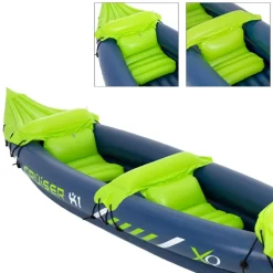 Kajak Cruiser X1 mit Alu-Doppelpaddel 318x80x55 cm Grün/Weiß/Blau aus Kunststoff-ECD Germany Sale