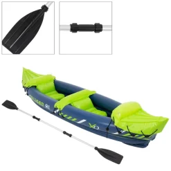 Kajak Cruiser X1 mit Alu-Doppelpaddel 318x80x55 cm Grün/Weiß/Blau aus Kunststoff-ECD Germany Sale