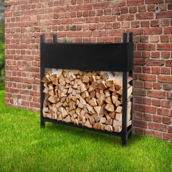 Kaminholzregal mit Abdeckung 113x25x115 cm Anthrazit aus Stahl ML-Design-ECD Germany Sale