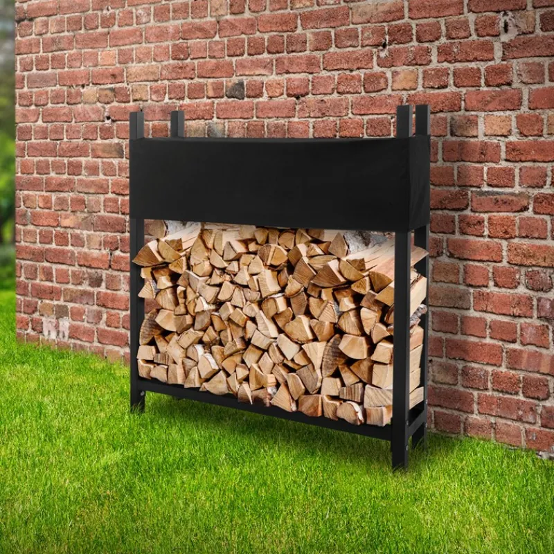 Kaminholzregal mit Abdeckung 113x25x115 cm Anthrazit aus Stahl ML-Design-ECD Germany Sale