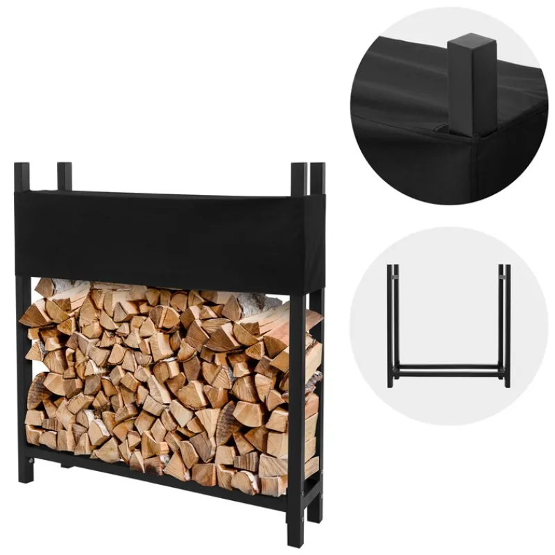 Kaminholzregal mit Abdeckung 113x25x115 cm Anthrazit aus Stahl ML-Design-ECD Germany Sale