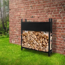 Kaminholzregal mit Abdeckung 113x25x115 cm Anthrazit aus Stahl ML-Design-ECD Germany Sale